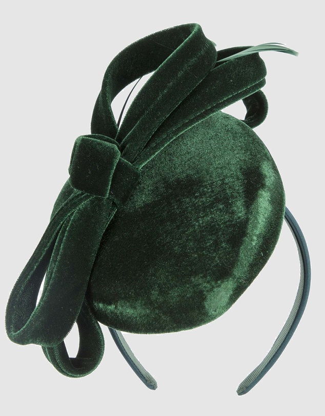 Max Alexander - Velvet Green Winter Pillbox Fascinator