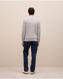 Trenery - Merino Nep Cable Half Zip in Grey Melange