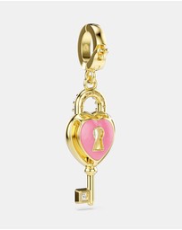 Swarovski - Idyllia Charm, Mixed Cuts, Heart With Key, White, Gold-tone Plated