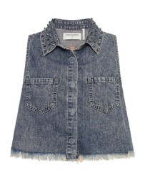 ONE TEASPOON - Dirty Blue Studded Braxton Top