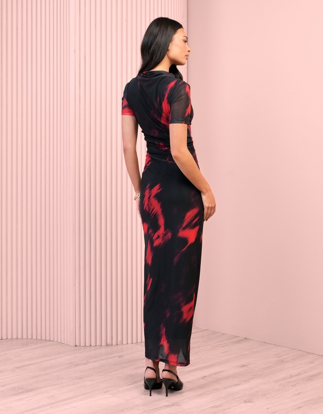Azzurielle - Isobell Ruched Mesh Maxi Dress