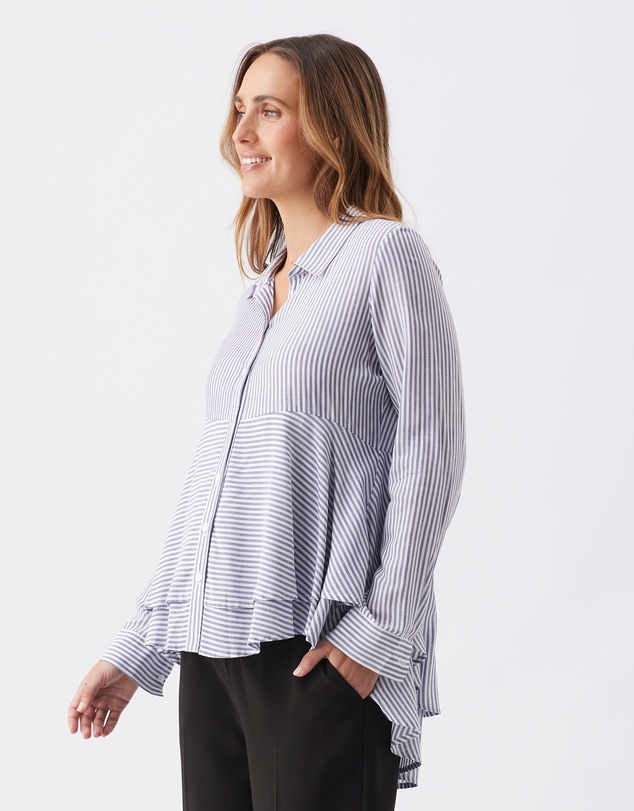 Ripe Maternity - Stripe Layered Peplum Shirt
