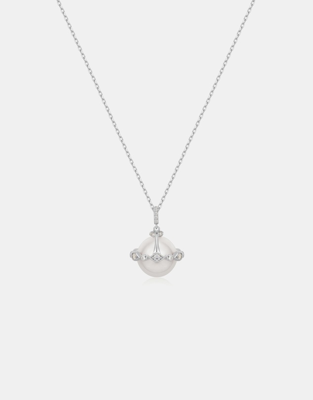 Ania Haie - Silver Shell Pearl Halo Evil-Eye Necklace
