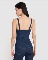Good American - Sleeveless Denim Button Front