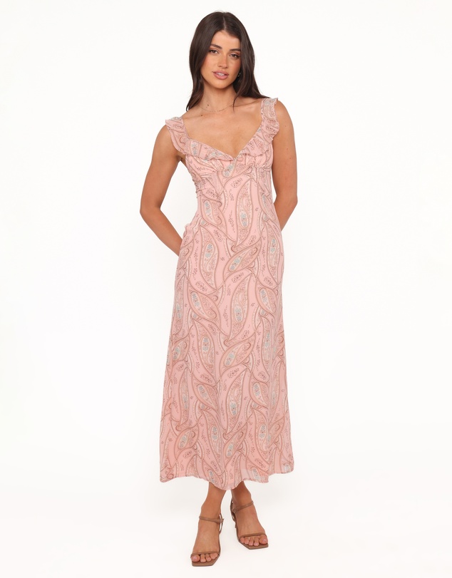 Petal & Pup - Jarvis Midi Dress - Peach Paisley