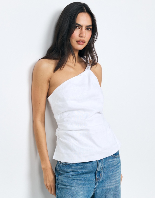 AERE - Penny Linen One Shoulder Top