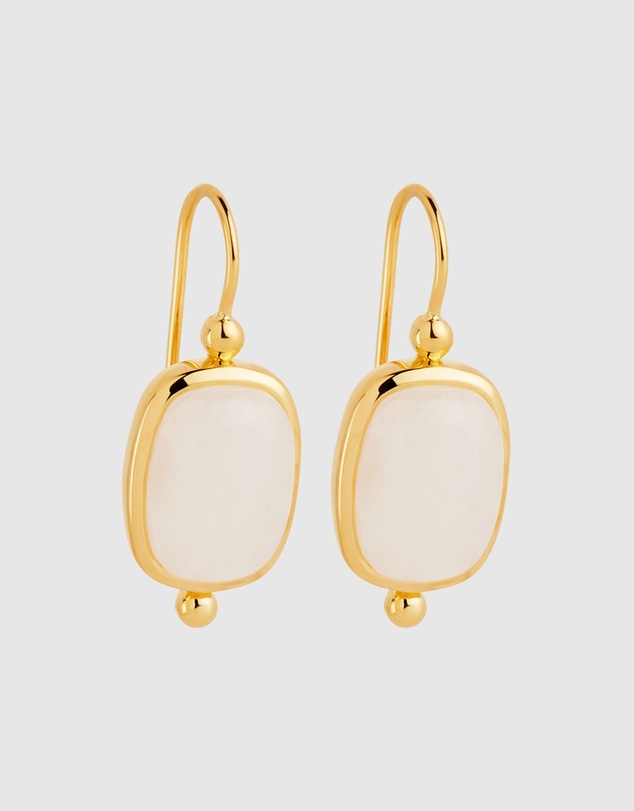 Najo - Fleur Yellow Gold Rainbow Moonstone Earrings