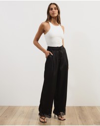 Atmos&Here - Leoni Asymmetric Lace Satin Pants