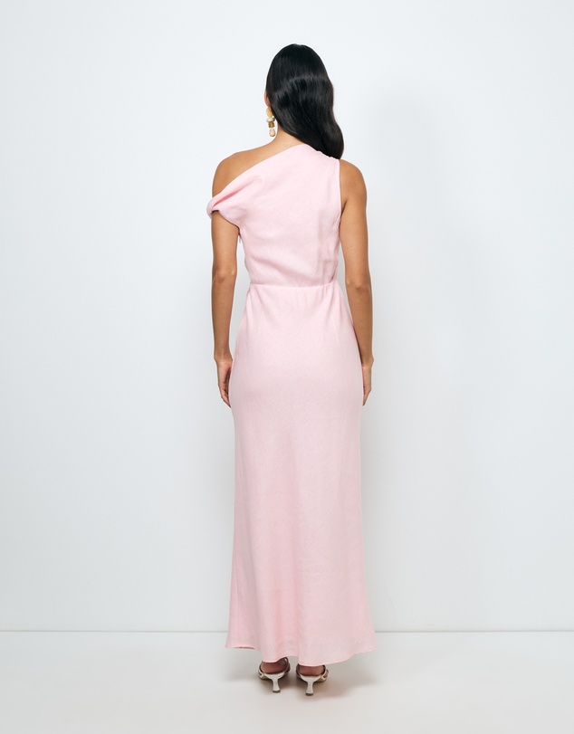AERE - Fia Linen Draped Off Shoulder Maxi Dress