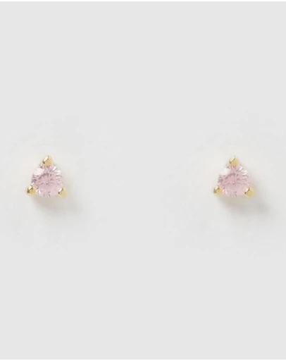 Izoa - Dee Baby Pink Cubic Zirconia Small Stud Earrings