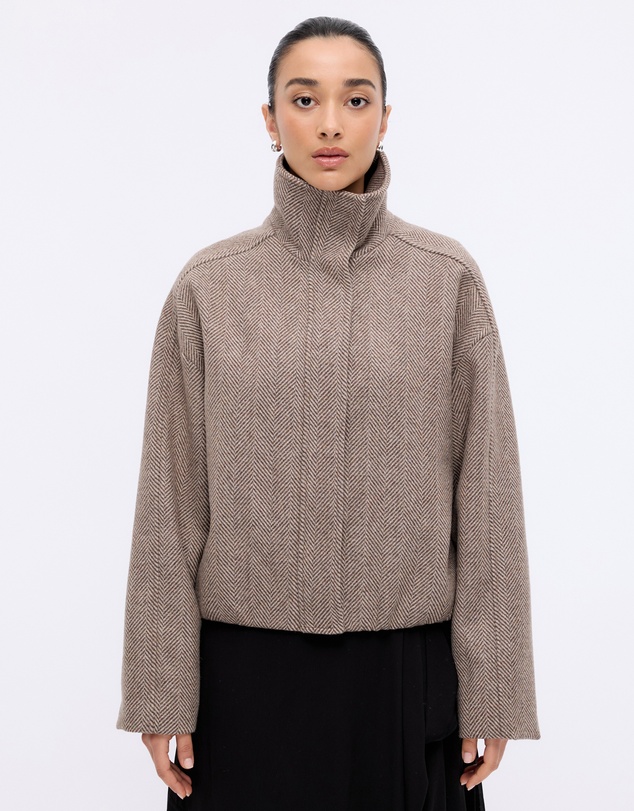 Minima Esenciales - Lucia Wool Blend Funnel Neck Jacket