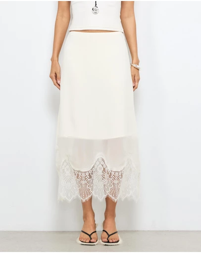 AERE - Alina Lace Trim Slip Skirt