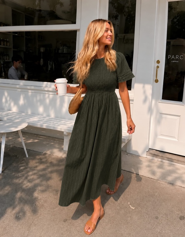 Esther & Co - Iolana Dress - Dark Olive