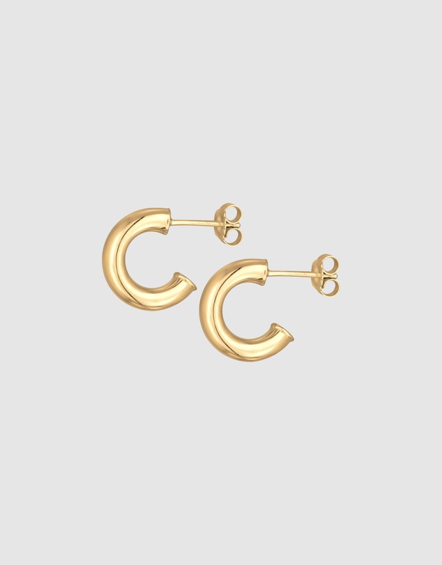Elli Jewelry - Earrings Creoles Studs Chunky In 925 Sterling Silver Gold Plated