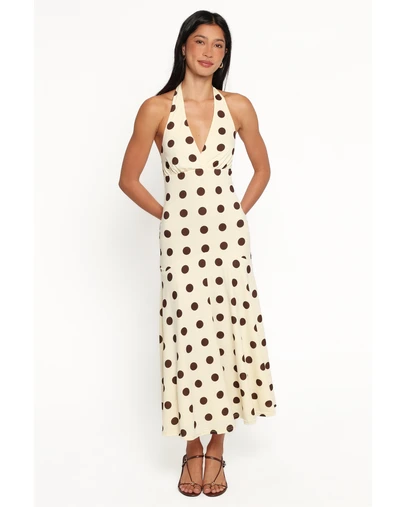 Petal & Pup - Lyndell Halterneck Maxi Dress - Butter Yellow Dot
