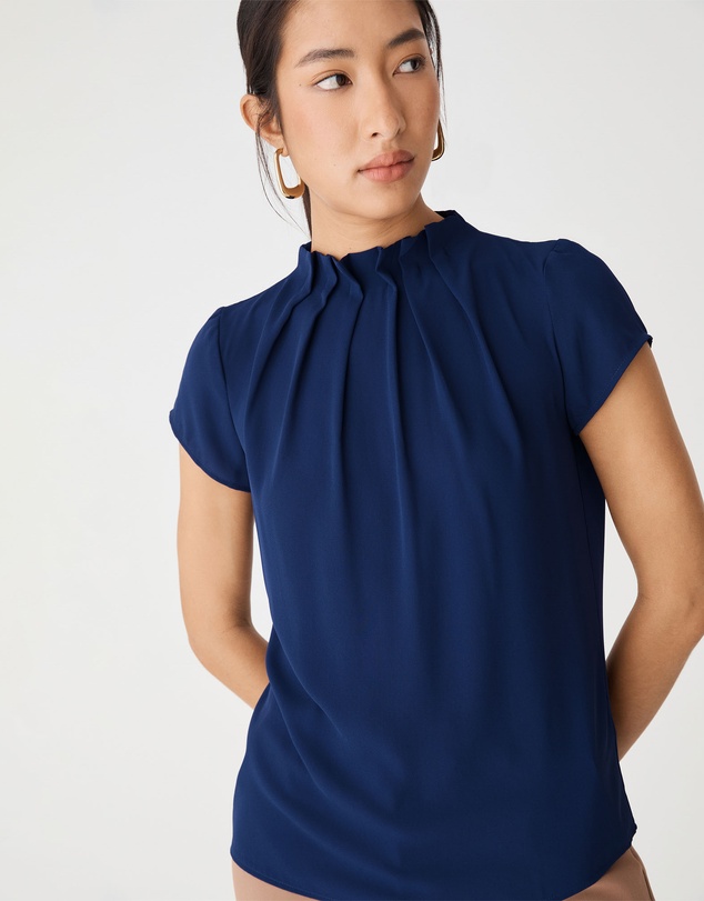 Forcast - Olivia Pleated High Neck Top