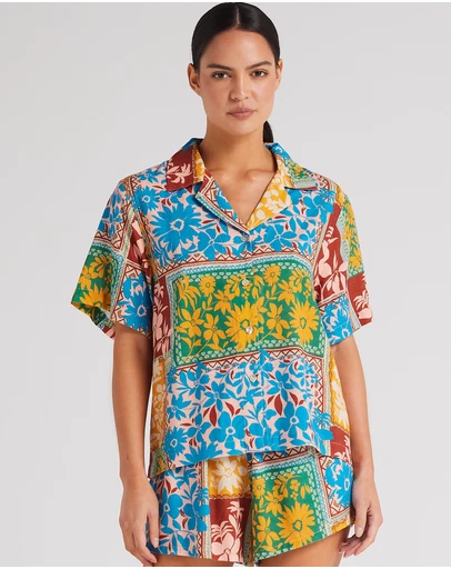 Poolside Paradiso - Wildflower SS Shirt - Sunshine