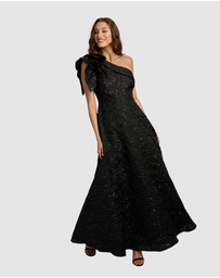 Romance by Honey and Beau - Crechia Jacquard One Shoulder Dress