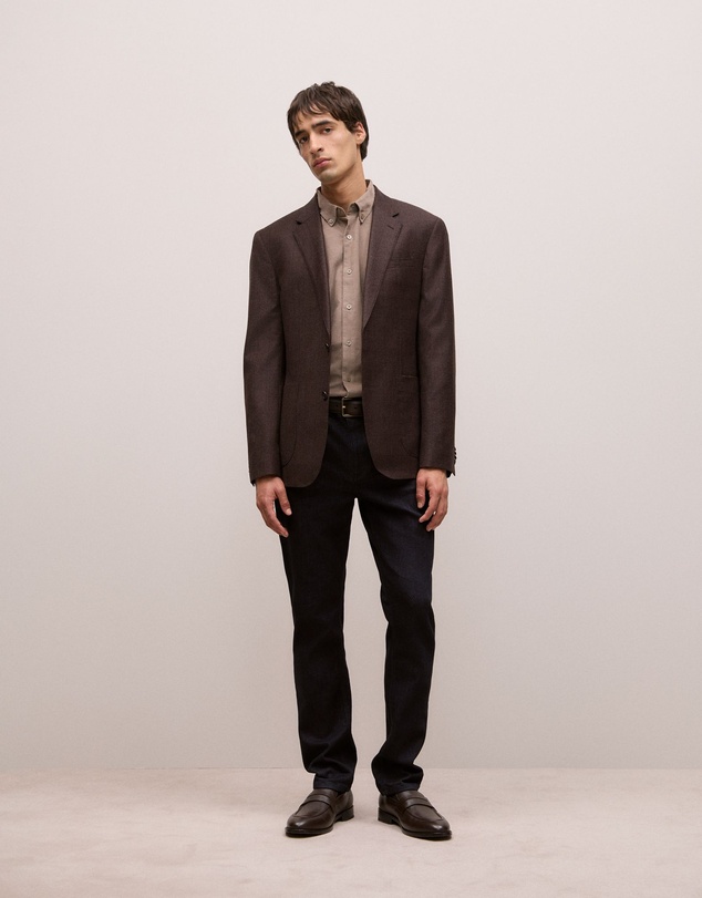 Trenery - Italian Wool Check Blazer in Red Mahogany