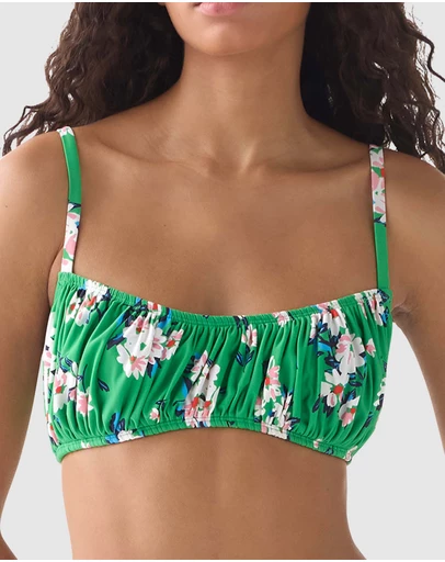 Kate Spade - Spring Daisies Underwired Shirred Bandeau Bikini Top