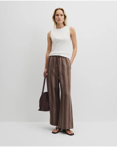 Country Road - Stripe Linen Pull On Pintuck