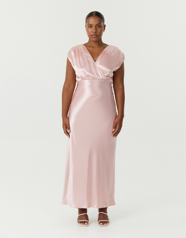 Third Form - Satin Cross Over Gather Dress