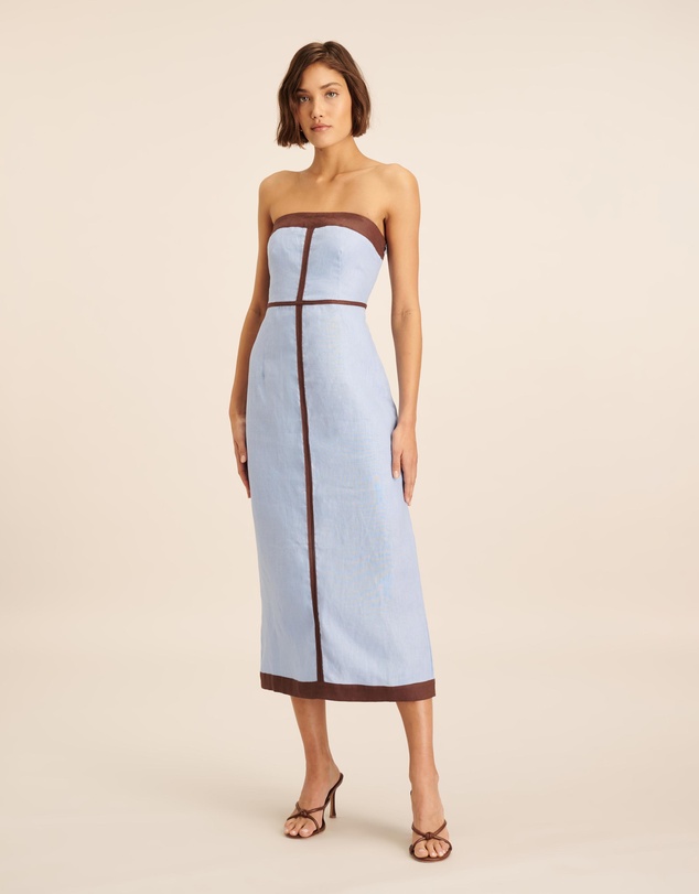 AERE - Ari Linen Contrast Strapless Dress