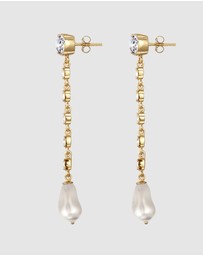 Elli Jewelry - Earring Stud Crystal Pearl 925 Sterling Silver Gold-Plated