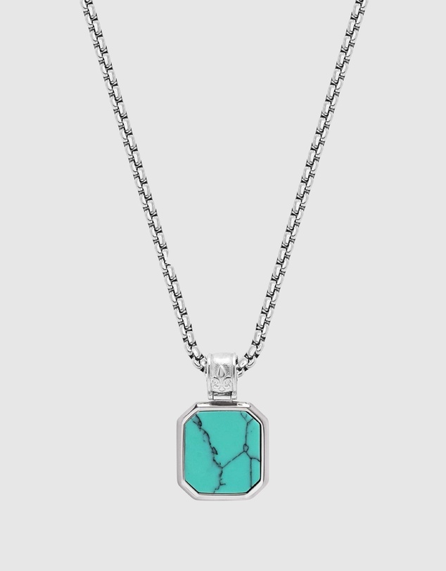 Nialaya Jewellery - Men's Necklace with Square Pendant
