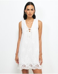 AERE - Delilah Embroidered Cotton Lace Mini Dress
