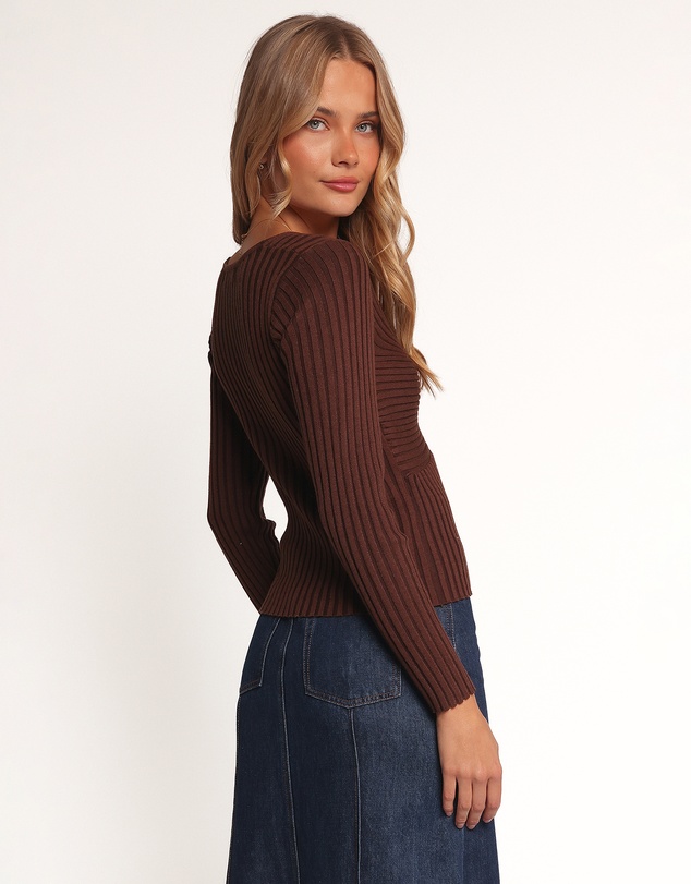 Petal & Pup - Demi Twist Detail Knit Top - Brown