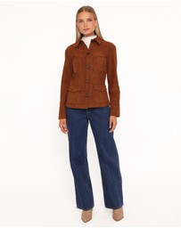 Petal & Pup - Mahlee Faux Suede Shacket - Copper Tan