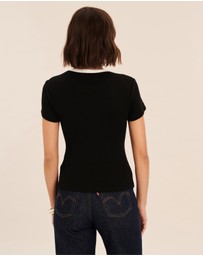 AERE - Ivy Contrast Bind T-Shirt
