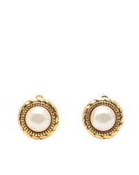 Pre-Loved by Azura Reborn - Pre-Loved Gold Plated Faux Pearl Round Clip on Earrings