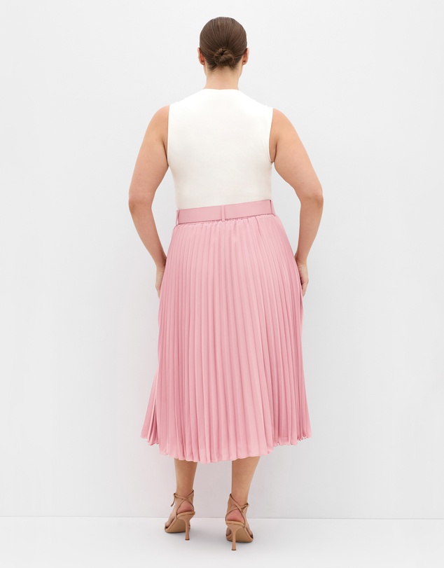 City Chic - Plus size Petra Pleat Midi Skirt - dusty rose