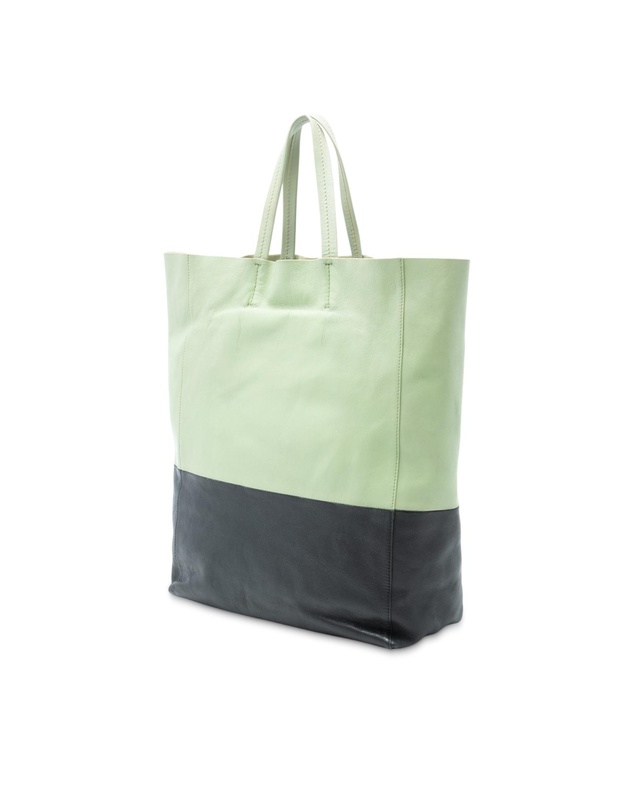 Pre-Loved by Azura Reborn - Pre-Loved Bicolor Leather Vertical Cabas Tote