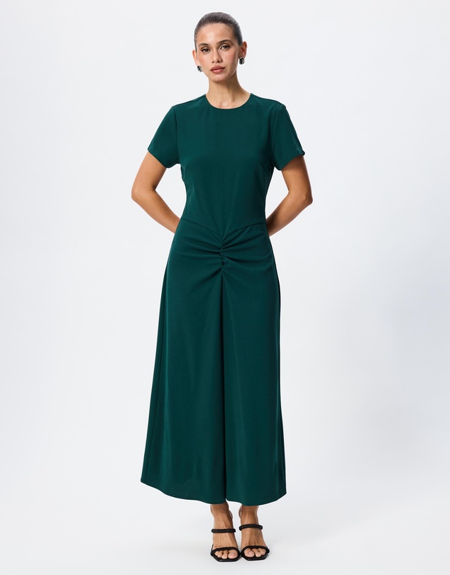 Tussah - Sophia Crew Neck Ruched Detail Midi Dress