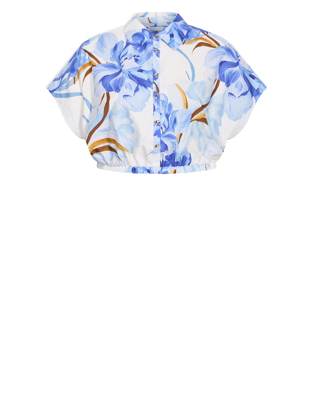 City Chic - Plus size Vacay Paint Print Shirt - white