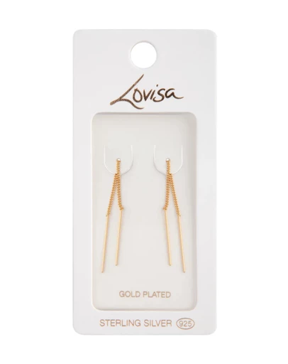 Lovisa - Gold Plated Sterling Silver Long Thread Through Earrings