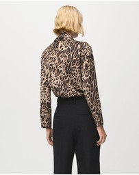 M.N.G - Animal-Print Blouse With Scarf