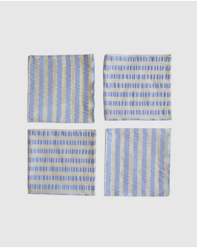 Mosey Me - Butter Blue Seersucker Napkin Set