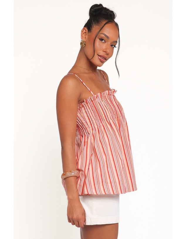 Petal & Pup - Carson Pleated Top - Peach Stripe
