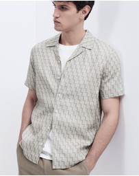 UNISON - Linen Geo Print Resort Shirt