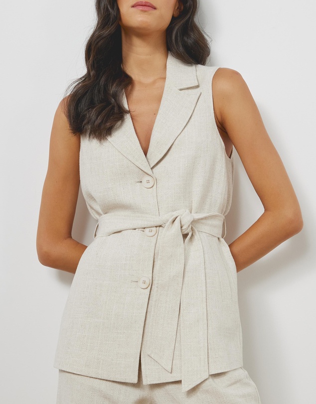 Atmos&Here - Kenna Sleeveless Linen Blend Vest