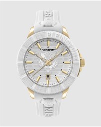 Plein Sport - PLEIN CITY RUSH 45mm White dial and White Silicone Strap