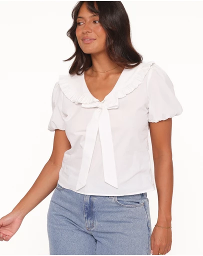Petal & Pup - Fleming Frill Collar Shirt - White