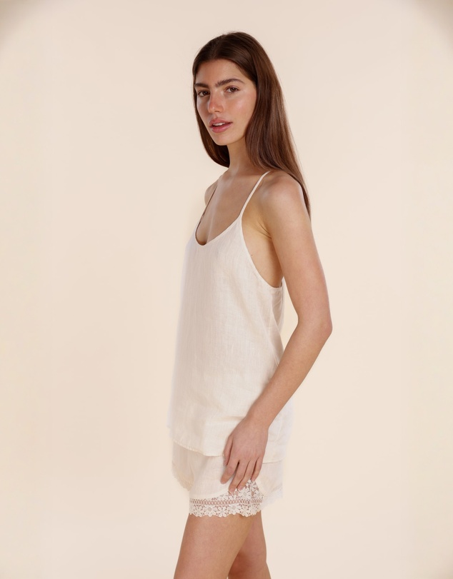 Gingerlilly - Yasmin Cami and Lace Shorts Linen Set