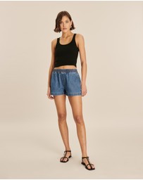 AERE - Soft Denim Twill Elasticated Shorts
