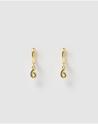 Izoa - Number 6 Huggie Earrings