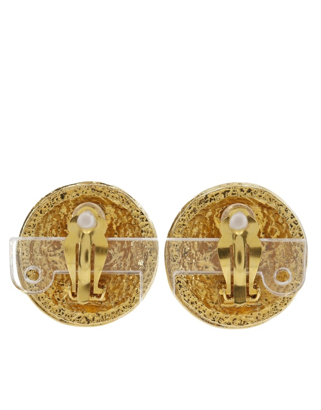 Pre-Loved by Azura Reborn - Pre-Loved Gold Plated Rue Cambon Crest Clip On Earrings